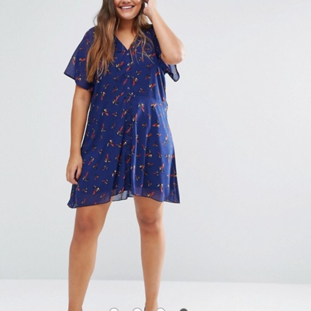 Yumi ASOS bird print ruffle sleeve dress